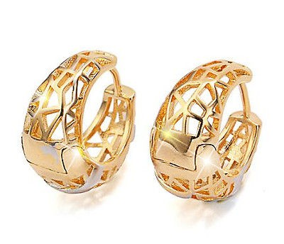 18k white/yellow gold filled filigree hoop Earrings E A363