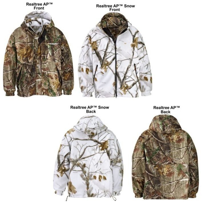 Sherpa Reversible Realtree AP/Snow Camo Hunting Shooting 100% 