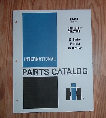 CUB CADET 782, 882 &1512 TRACTOR & ENGINE PART LIST