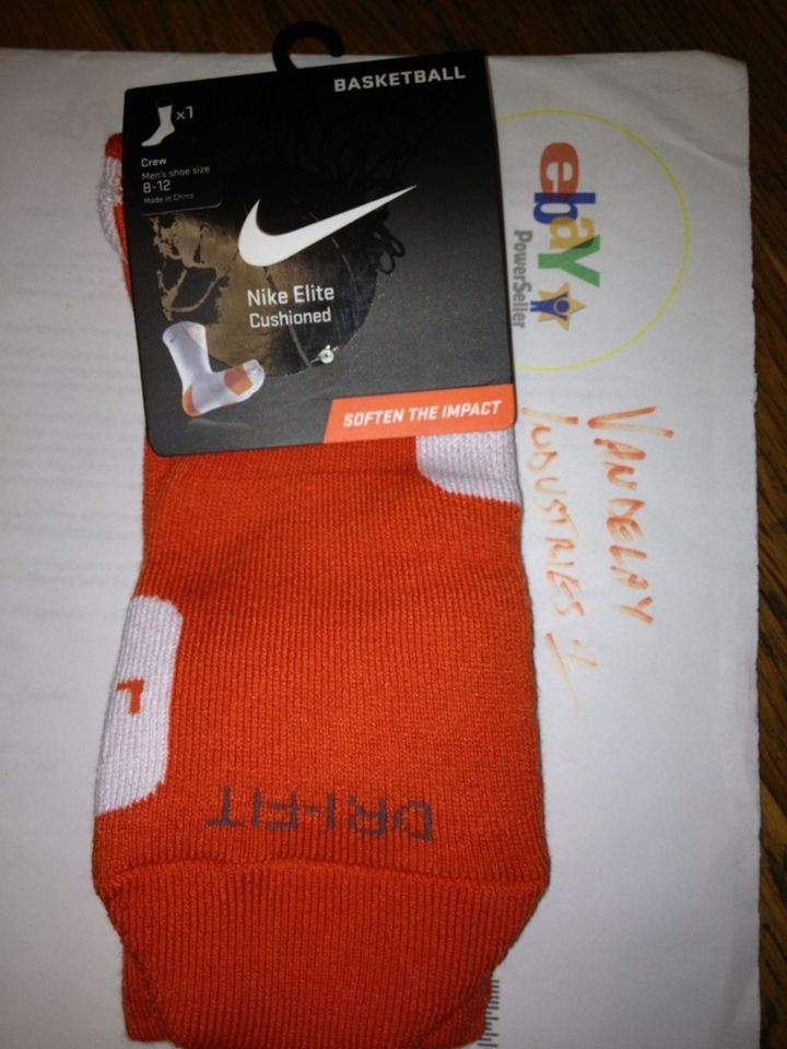 NEW RARE Nike Elite Basketball Crew Socks Orange/White Large 8 12