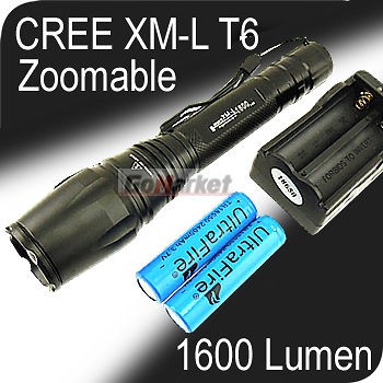 CREE XM L T6 LED Flashlight 1600L Z7 Zoomable Torch +CH