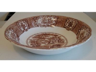 Antique Adams & Co Tunstall Oriental Brown Transferware Serving Bowl