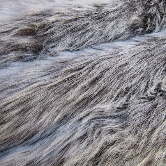   Faux Fur   Fat 1/4 (50CM X 70CM) Slate Grey with Fluffy Frosted Tips