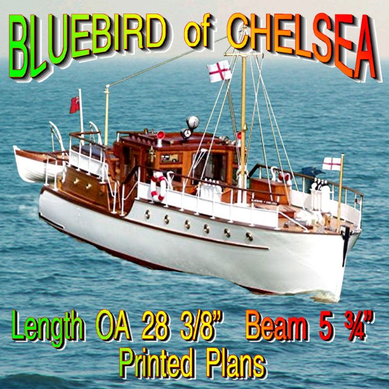 RADIO CONTROL BLUEBIRD of CHELSEA MODEL BOAT FULL SIZE PRINTED PLAN 