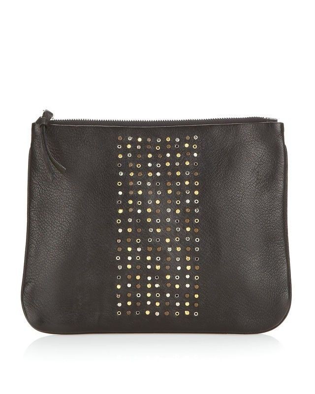 New Cynthia Vincent Black Mini Eyelet Pouch Make up Bag