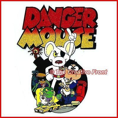 DANGER MOUSE   Iron On Glitter T Shirt Heat Transfer  FREE P&P