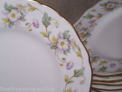 Cauldon Ltd. England 12 Luncheon Plates Purple & Yellow Violets 9