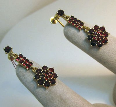 ANTIQUE ART DECO HIGH QUALITY 18K GOLD 3.00CT GARNET DROP SCREW CLIP 