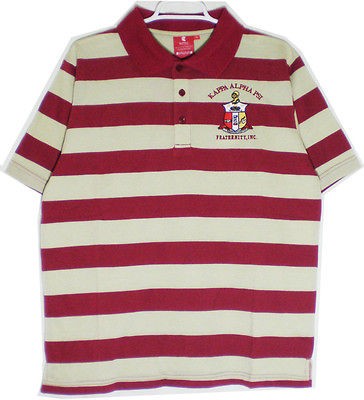 Kappa Alpha Psi Shield Crest Striped Polo Mens Tee