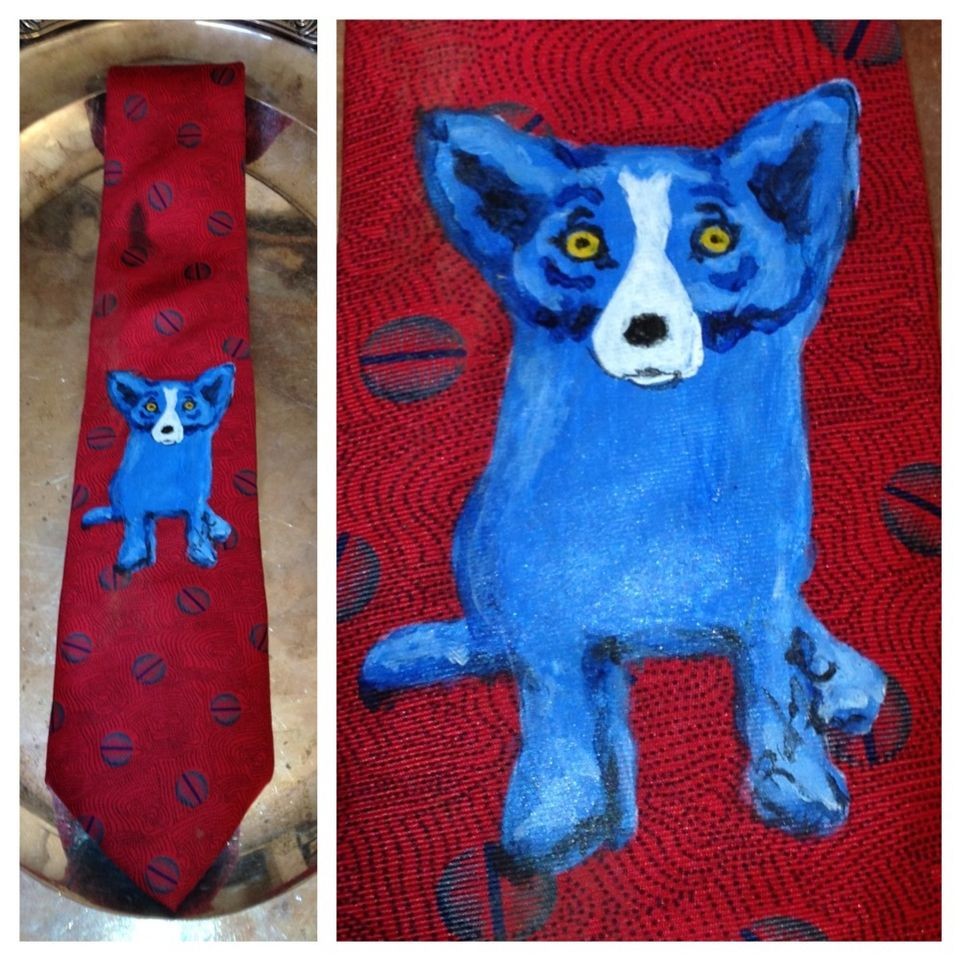 George Rodrigue Oil On Neck Tie C 1989/90 Signed Blue Dog Rare History