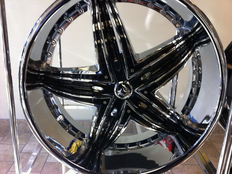 New 24 Inch Diablo Rage Wheels Chrome Black 24x10 rims