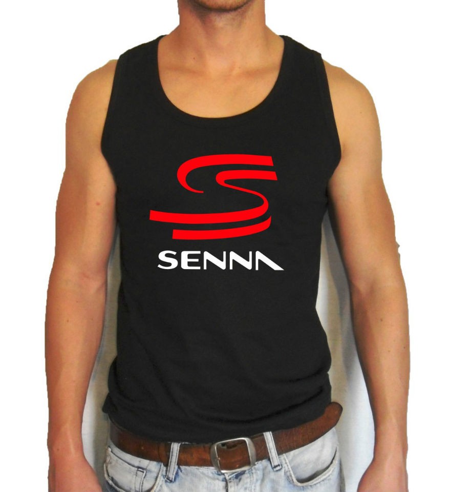 Formula 1 Pilot Ayrton SENNA F1 Tribute Logo Mens Tank Top all sz S 