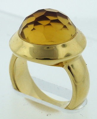 POMELLATO 18K YELLOW GOLD CITRINE RING C.1990 SIGNED BREATHTAKING