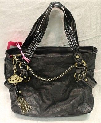 FORNARINA Acanto Detailed Logo Pattern Black Shopping Handbag Small 