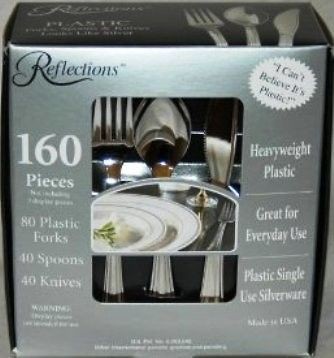 Reflections Silver Look Plastic Silverware 160pcs