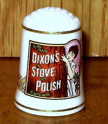 DIXON/S STOVE POLISH THIMBLE FRANKLIN PORCELAIN 1980