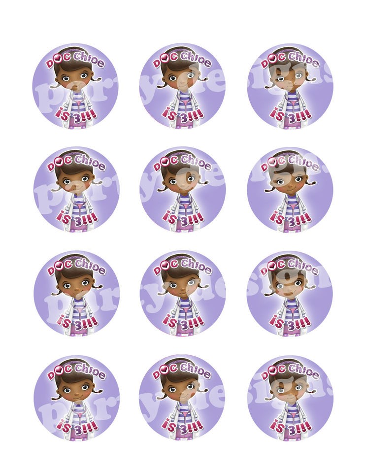 DOC MCSTUFFINS Edible Cupcake Image Frosting sheet Topper 2 circles