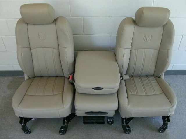 Dodge Ram tan leather front seats w/logo center console
