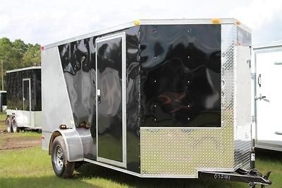   6x12 6 x 12 V Nosed Enclosed Cargo Motorcycle Trailer Ramp & Side Door