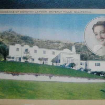 Vintage Linen Postcard Residence of Dorothy Lamour Beverly Hills Calif