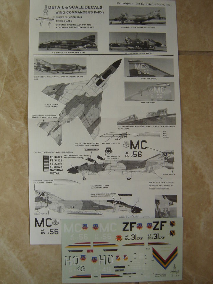 4D PHANTOM 3USAF WING COMMANDERS DETAIL&SCALE DECALS 1/48