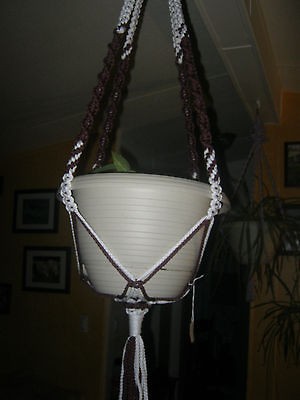 Handmade 49.5 Long Plant Hanger Old Mauve & White Suitable for up to 