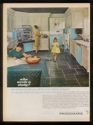 1963 Frigidaire Flair double oven pull out range & blue appliances 