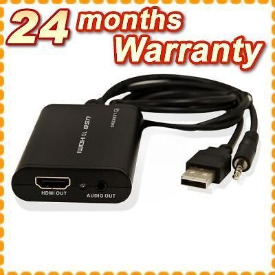 HOT LKV325 USB2.0 to HDMI DVI Converter with 3.5mm Audio Cable 1080P