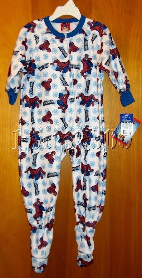 Marvel SPIDER MAN Blanket Sleeper Pajamas FOOTED BLUE NWT Sz 3T 