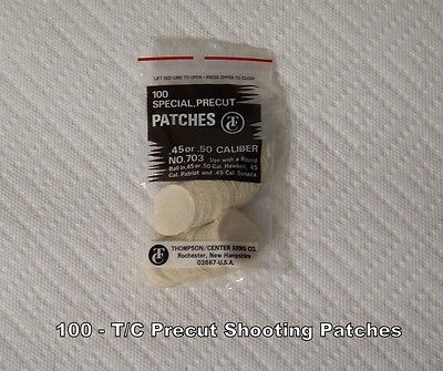 Thompson Center Shooting Patches .45/.50 Cal. Precut Hawken, Seneca 