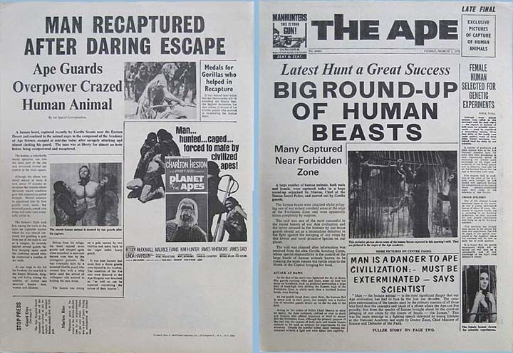 PLANET OF THE APES   1968   4 PAGE MOVIE PROMOTIONAL NEWSPAPER   THE 