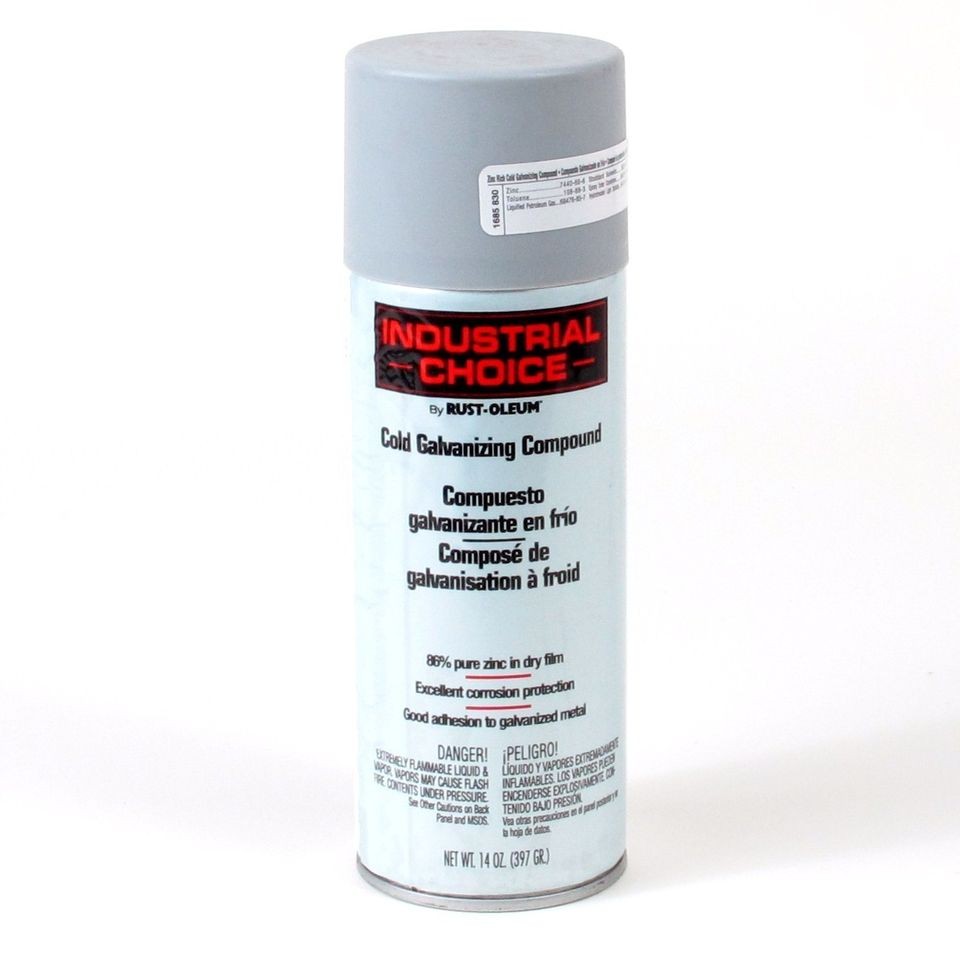 Cans of Rust Oleum Industrial Choice Cold Galvanizing Compound Spray 