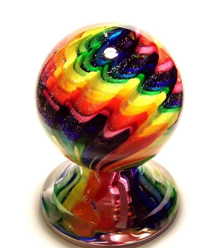 EDDIE SEESE ART GLASS MARBLES HUGE 3 RAINBOW LOBED DICHROIC MARBLE 