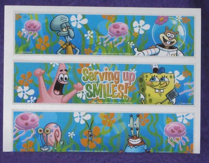 SPONGEBOB EDIBLE ICING SHEETS,RICE PAPER, DECORATION