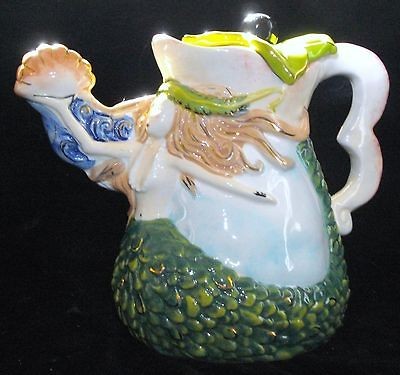 Whimsical Blue Sky Clayworks Mermaid Teapot Heather Goldinc Nautical