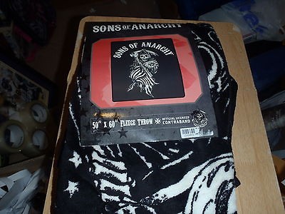 Sons of Anarchy Grim Reaper Fleece Blanket Throw 50 x 60 NEW