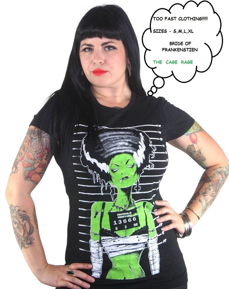 TOO FAST BRIDE OF FRANKENSTEIN   SHIRTS  S,M,L,XL  JUNIORS 