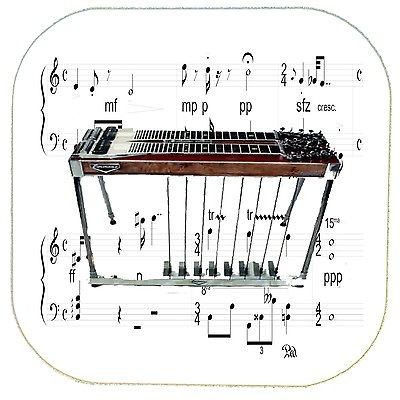 Pedal Steel Coaster Set of 4   Sturdy Hardboard w/ Cork