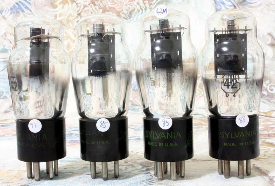 Match 1 Quad SYLVANIA 42 tubes similar 6F6 KT61 349A