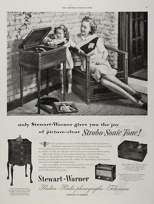   ORIG Ad Stewart Warner Radio Phonograph Console Entertainment Chicago