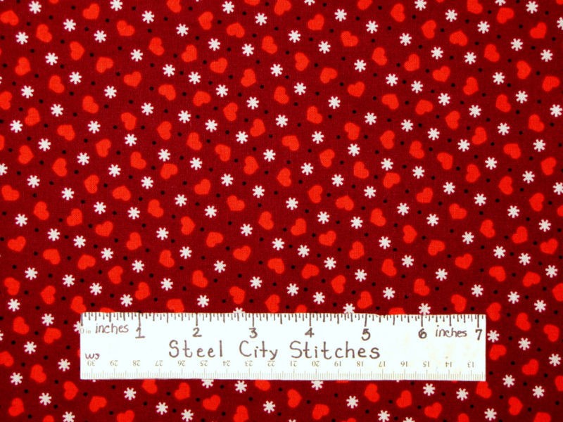 Love Lucy Desi Fred Ethel Red Hearts Toss Fabric YARD
