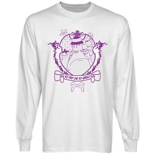 Courage the Cowardly Dog Eggplant Long Sleeve T Shirt   White