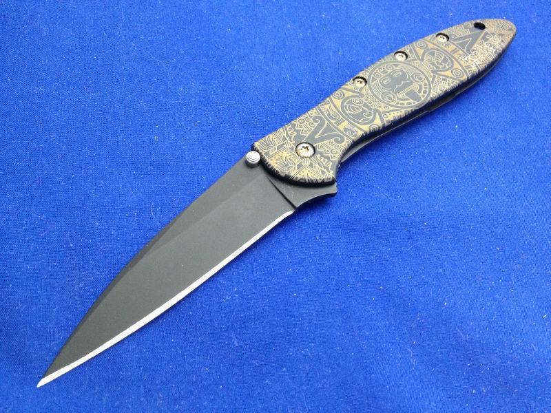 KERSHAW 1660CKT LEEK CUSTOM MAYAN CALENDER ENGRAVED PLAIN POCKET 