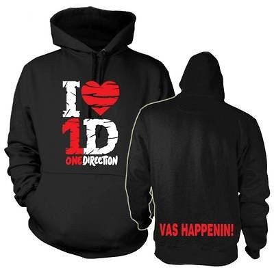 One Direction fan Hoodie I heart Love 1D Vas Happenin hooded 