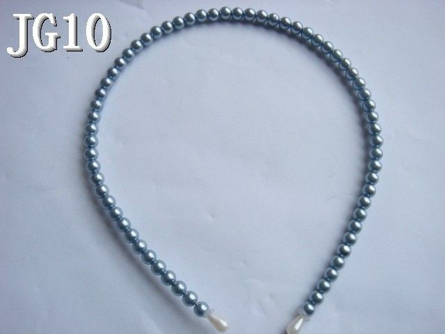 1pc 6mm Blue Faux Pearl Korean Women Cute Beaded Headband Hairband 