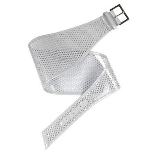 FENDI Metallic Silver Perforated Leather Cummerbund BELT Runway 