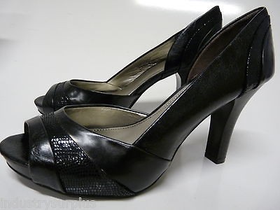 NEW Fergalicious By Fergie Gardenia Black High Heel Peep Toe Pumps 