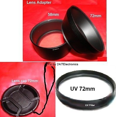 58mm/72mm LENS ADAPTER+UV 72mm for FUJI S2500HD S2600HD