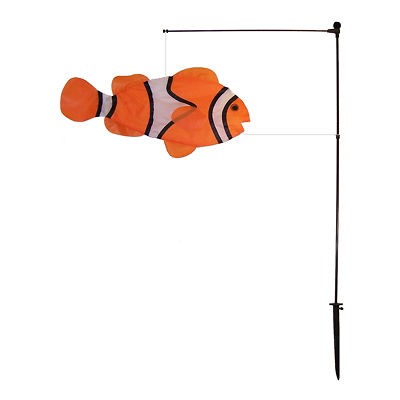 SWIMMING FISH Windsock, Weather Vane, Diva  Clown Fish Fish Stick  23 