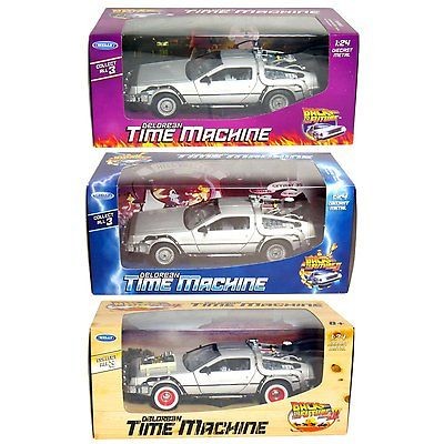 NEW DELOREAN TIME MACHINE 124 BACK TO THE FUTURE SET OF 3